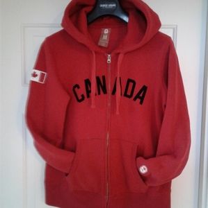 Hudsons Bay CANADA HBC OLYMPIC HOODIE fleece SWEATER WOMEN'S L RED Canadian team